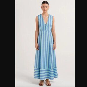 NWT Australian Brand Steele the Label Rumi Summer Maxi Dress in Blue Stripe